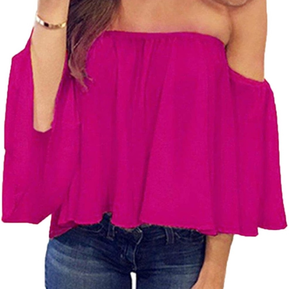 Women's Off-Shoulder Pink Top
